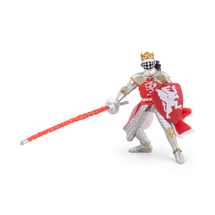 Roi au dragon rouge Papo en PVC, Collection Médiéval, jouet éducatif idéal pour enfants et collectionneurs