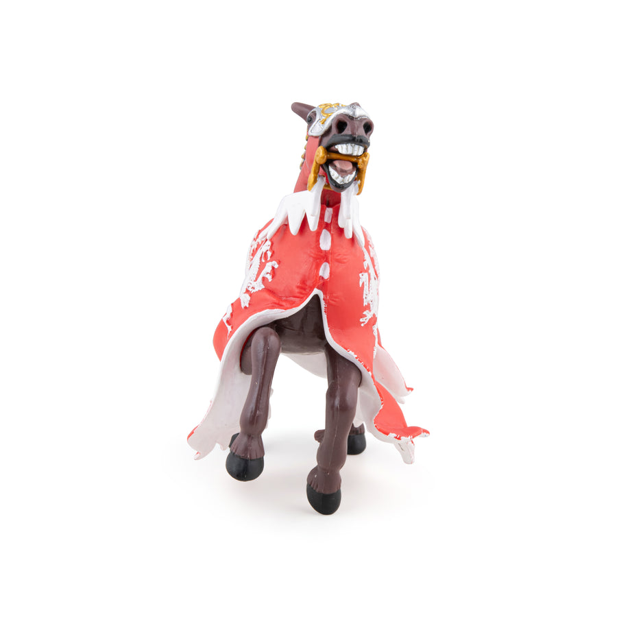 Cheval du roi au dragon rouge Papo en PVC, Collection Médiéval, jouet éducatif idéal pour enfants et collectionneurs