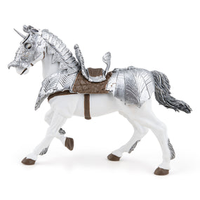 Cheval en armure Papo en PVC, Collection Médiéval, jouet éducatif idéal pour enfants et collectionneurs