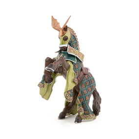Cheval du Maître des armes cimier dragon Papo en PVC, Collection Médiéval, jouet éducatif idéal pour enfants et collectionneurs