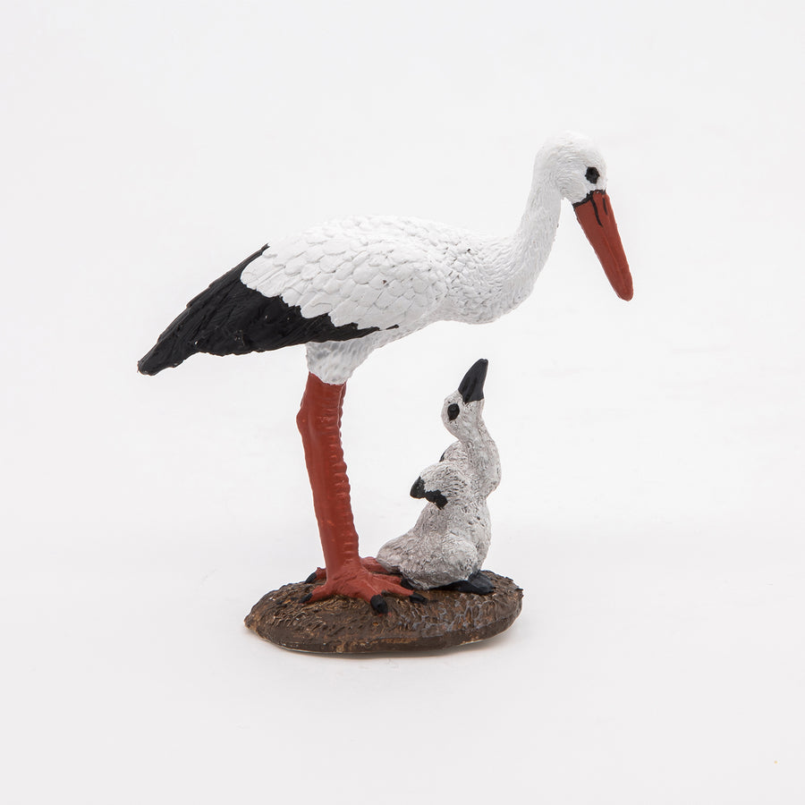 Figurine Cigogne et son bébé Papo en PVC, thème oiseaux, Collection Animaux sauvages, jouet éducatif idéal pour enfants et collectionneurs