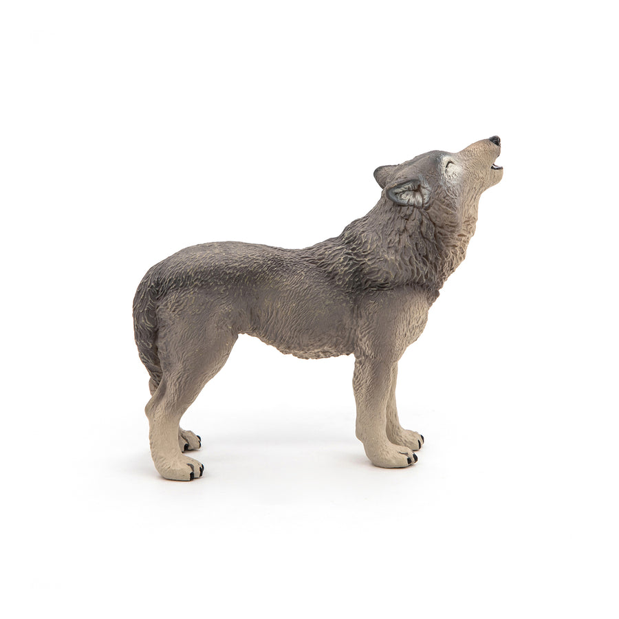 Figurine Loup hurlant Papo en PVC, thème forêt, Collection Animaux sauvages, jouet éducatif idéal pour enfants et collectionneurs