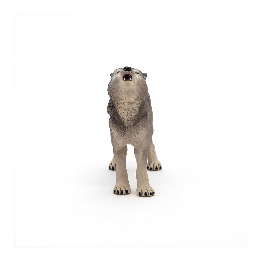 Figurine Loup hurlant Papo en PVC, thème forêt, Collection Animaux sauvages, jouet éducatif idéal pour enfants et collectionneurs