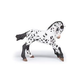 Poulain appaloosa noir Papo en PVC, Collection chevaux, jouet éducatif idéal pour enfants et collectionneurs
