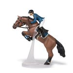 Figurine Cheval de saut d'obstacle et son cavalier Papo en PVC, Collection chevaux, jouet éducatif idéal pour enfants et collectionneurs